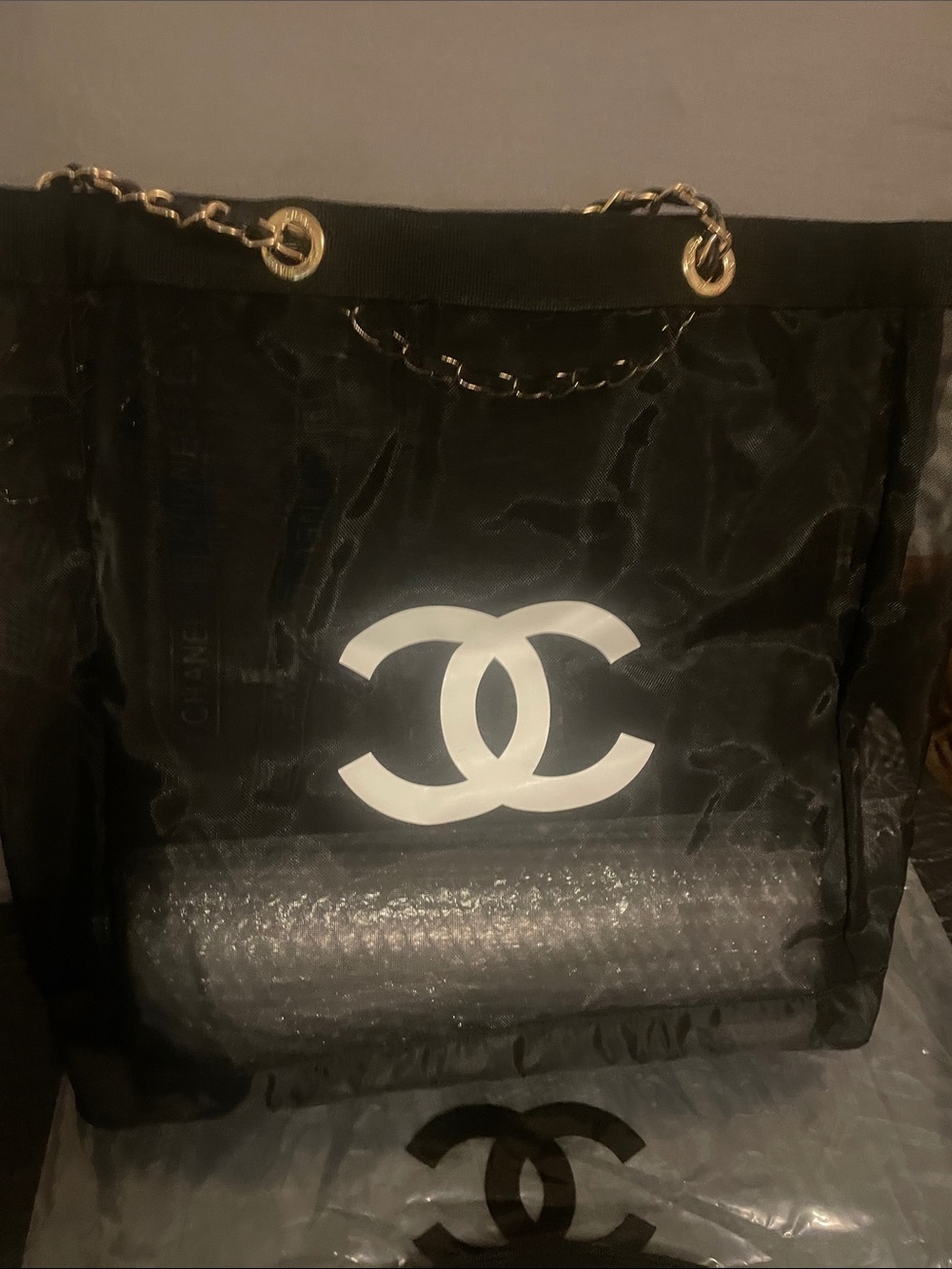 VIP Paris Black Mesh Tote with Small Pouch - Picture 8 of 17